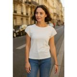 Fashion Friends % 100 Pamuk Relaxed Fit Dantel Detaylı Bayan Bluz 25Y1203K1 EKRU