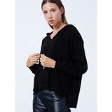Fashion Friends 22k0267k1 Kapüşon Yaka Düz Siyah Kadın Kazak