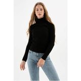 Fashion Friends 23K0288K1 Kadın Balıkçı Yaka Kazak - Siyah - M