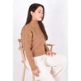Fashion Friends 24K0116K1 Kadın Dik Yaka Kazak - Camel
