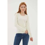 Fashion Friends 24K0779K1 Kadın U Yaka Kazak - Ekru - L