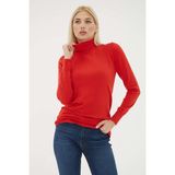 Fashion Friends 24K0780K1 Kadın Balıkçı Yaka Kazak - Kırmızı