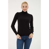 Fashion Friends 24K0780K1 Kadın Balıkçı Yaka Kazak - Siyah - M
