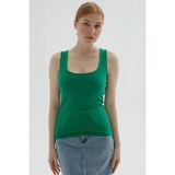 Fashion Friends 24Y0266K1 Kadın Kare Yaka Atlet - Yeşil - XS