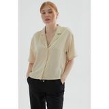 Fashion Friends 24Y0621K1 Kadın Kısa Kollu Gömlek - Bej