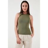 Fashion Friends 25Y0266K1 Kadın Kare Yaka Atlet - Yeşil - M