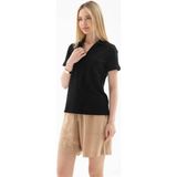 Fashion Friends 26Y0147K1 Kadın V Yaka Cepli T-Shirt - Siyah - M