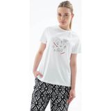 Fashion Friends Baskılı %100 Pamuklu Beyaz Kadın T-Shirt 25Y0308K1 - XS