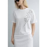 Fashion Friends Baskılı Bisiklet Yaka Kısa Kollu Bayan Bluz 26Y0229K1 EKRU