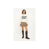 Fashion Friends Bisiklet Yaka Baskılı Ekru Kadın Sweatshirt, M Beden