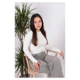 Fashion Friends Bisiklet Yaka Çizgili Kazak, S, 25K0023K1, Ekru Çizgili, Kadın