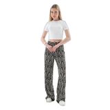 Fashion Friends Desenli Regular Fit Yüksek Bel Bol Paça Pantolon Bayan PANTOLON 25Y0179K1