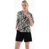 Fashion Friends Desenli Siyah Kadın Gömlek 25Y0240K1 - 14-Siyah