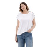 Fashion Friends Dökümlü Bisiklet Yaka Kısa Kollu Bluz Bayan BLUZ 26Y0081K1