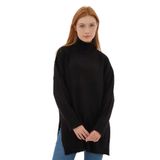 Fashion Friends Kadın Balıkçı Yaka Uzun Kazak 23K0280K1 Siyah - M
