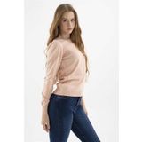 Fashion Friends Kadın Bisiklet Yaka Kazak 23K0245K1 Pudra XS