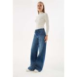Fashion Friends Kadın Denim Pantolon, Koyu Mavi, 36 Beden