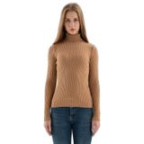 Fashion Friends Kadın Fitilli Balıkçı Yaka Kazak 23K0288K1 Camel XS