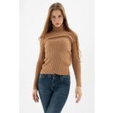 Fashion Friends Kadın Fitilli Balıkçı Yaka Kazak 23k0288k1 Camel