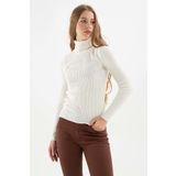 Fashion Friends Kadın Fitilli Balıkçı Yaka Kazak 23k0288k1 Ekru
