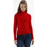 Fashion Friends Kadın Fitilli Balıkçı Yaka Kazak 23K0288K1 Kırmızı