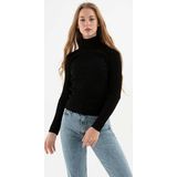 Fashion Friends Kadın Fitilli Balıkçı Yaka Kazak 23k0288k1 Siyah