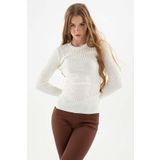 Fashion Friends Kadın Fitilli Bisiklet Yaka Kazak 23K0290K1 Ekru M