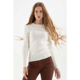 Fashion Friends Kadın Fitilli Bisiklet Yaka Kazak 23k0290k1 Ekru