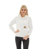 FASHION FRIENDS Kadın Kapüşonlu Oversize Sweatshirt, Siyah, XS