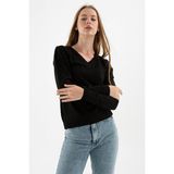 Fashion Friends Kadın Kazak Siyah 23K0244K1 - 3XL