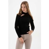 Fashion Friends Kadın Pencere Detaylı Kazak 23K0167K1 Siyah XS