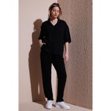 FASHION FRIENDS Kadın Siyah Jogger Pantolon, L Beden