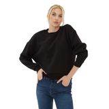 FASHION FRIENDS Kadın Siyah Sweatshirt, Bisiklet Yaka, XS