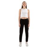 Fashion Friends Kadın Streç Pamuklu Mom Fit Kot Pantolon, Yüksek Bel, Dar Paça, Siyah, 34 Beden