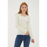 Fashion Friends Kadın U Yaka Kazak 25K0779K1 - Ekru