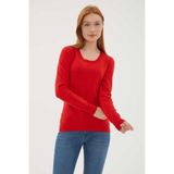 Fashion Friends Kadın U Yaka Kazak 25K0779K1 - Kırmızı