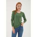 Fashion Friends Kadın U Yaka Kazak 25K0779K1 - Yeşil - M