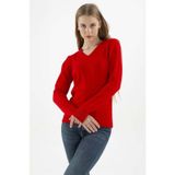 Fashion Friends Kadın V Yaka Kazak 23k0244k1 Kırmızı