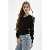 Fashion Friends Kadın V Yaka Kazak 23K0244K1 Siyah M