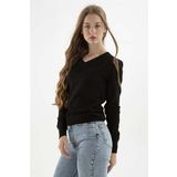 Fashion Friends Kadın V Yaka Kazak 23K0244K1 Siyah S