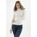 Fashion Friends Kadın Yarım Balıkçı Kazak 23K0389K1 Ekru XS