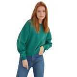 FASHION FRIENDS Kadın Yeşil Sweatshirt, Bisiklet Yaka, Uzun Kol, S Beden