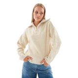 FASHION FRIENDS Kadın Yetişkin Fermuarlı Sweatshirt, Bej, L