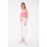 FASHION FRIENDS Kadın Yüksek Bel Flare Pantolon, Beyaz, 36