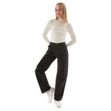 FASHION FRIENDS Kadın Yüksek Bel Kargo Pantolon, Antrasit, 34 Beden