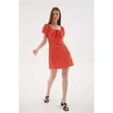 Fashion Friends Kısa Kollu Elbise, M, 25Y0467K1, Kırmızı, Kadın