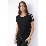 Fashion Friends Omuz Detaylı Siyah Kadın T-Shirt 26Y0195K1