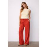 Fashion Friends Pamuk ve Keten Karışımlı Yüksek Bel Bayan Pantolon 26Y0608K1 KİREMİT