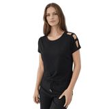 Fashion Friends Pamuk ve Modal Karışımlı Omuz Detaylı T Shirt Bayan T SHİRT 26Y0195K1