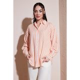 Fashion Friends Pamuklu Çizgili Oversize Uzun Kollu Gömlek Bayan GÖMLEK 26Y0670K1